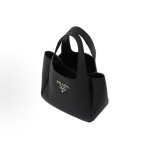 PRADA metal engraved baskets, tote bags, bucket bags, shopping bags, women\'s black style